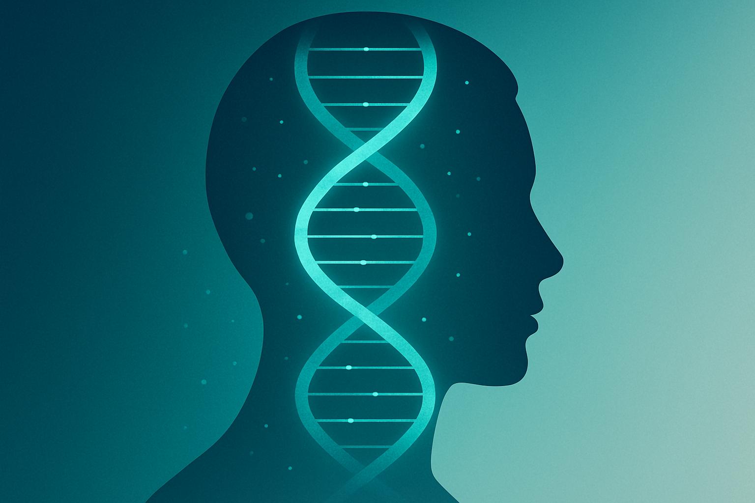 Abstract representation of DNA helix and medical symbols